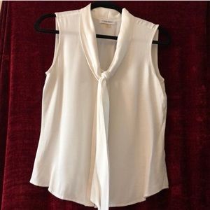 Calvin Klein Sleeveless Tie Front Blouse Cream